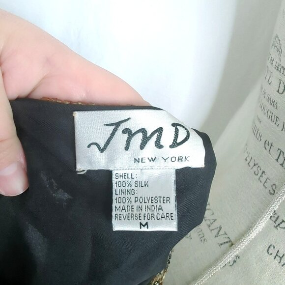 Vintage JMD Beaded Jacket Medium Black Silk Formal - Picture 7 of 8